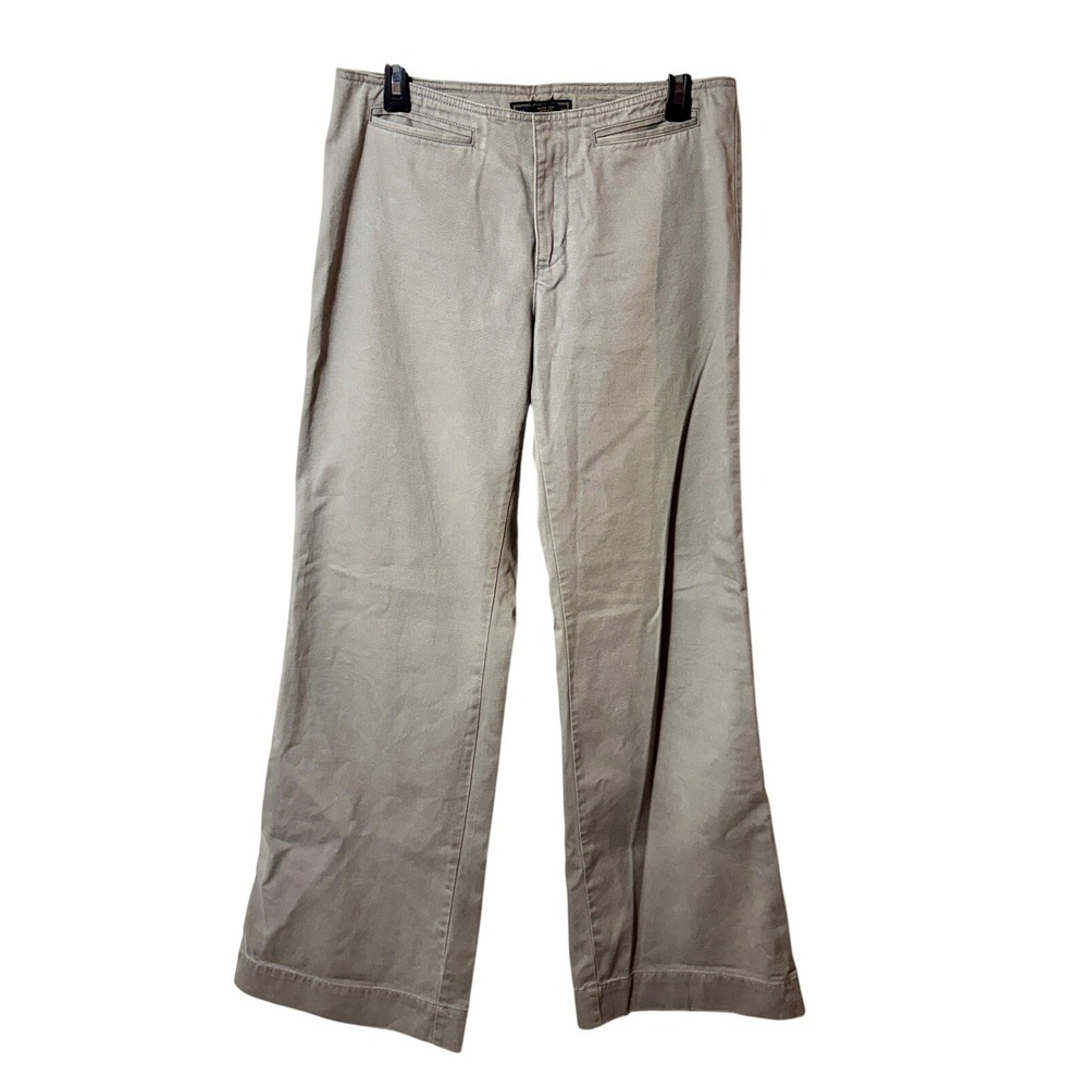 Y2K Abercrombie & Fitch Chino Khakis‎ Gray Wide-Leg Pants Trousers Slit Pocket